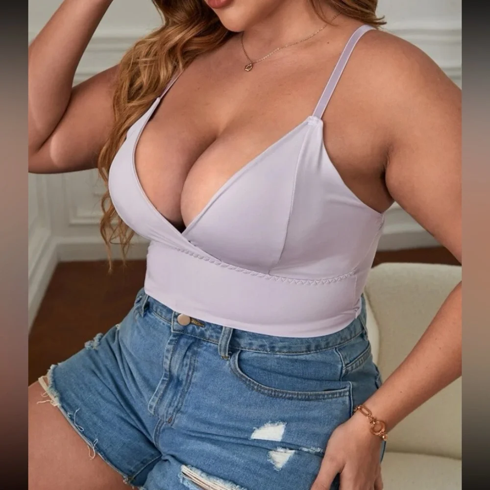 Boho plus size plunging V neckline bralette - Picture 16 of 16